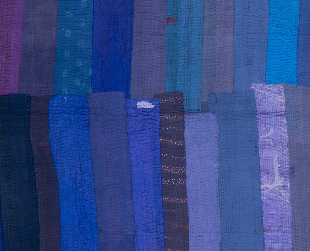 STRIPE AND CHECH COTTON SILK PATCH KANTHA