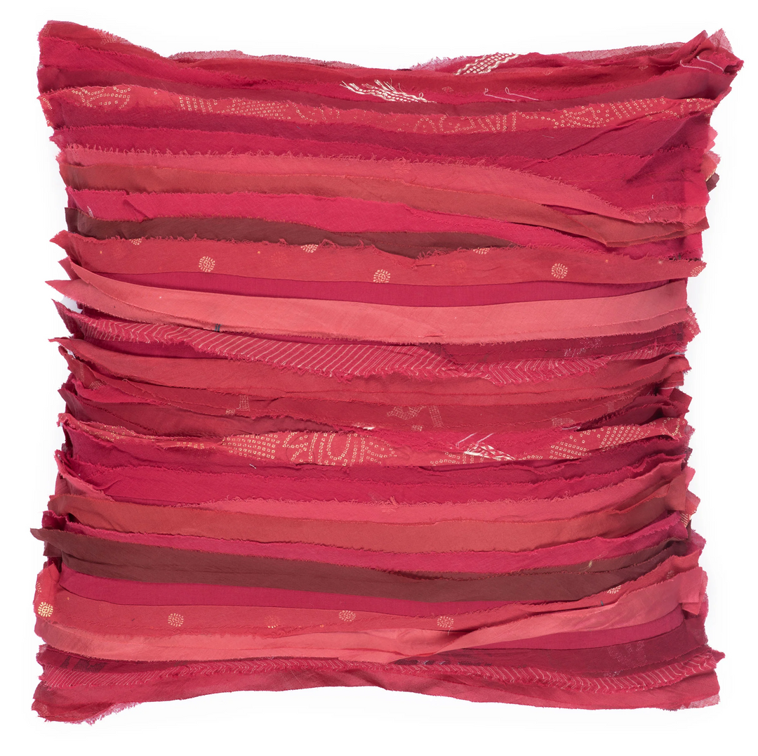 Wavy Stripe Patch Pillow Sham -Red -