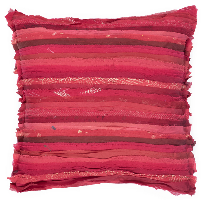Wavy Stripe Patch Pillow Sham -Red -