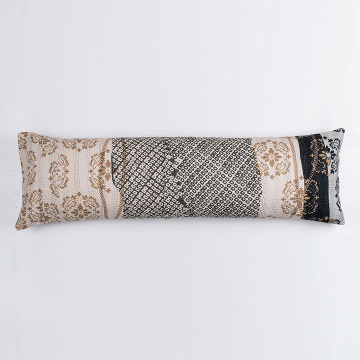 Kimono Cotton Kantha Lumber Pillows -Gray -