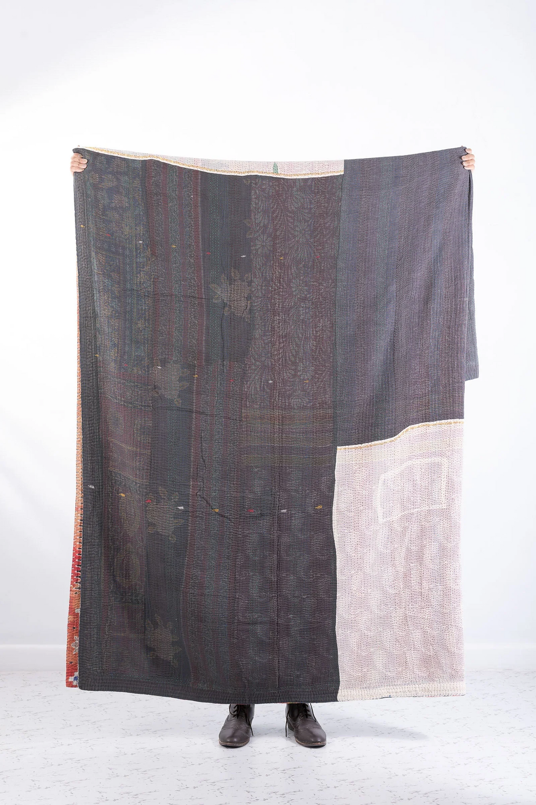 Vintage Cotton Kantha Bedcover -Multi -
