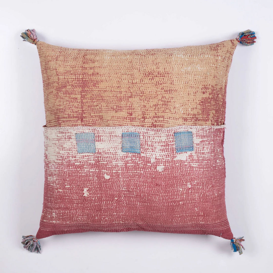 Vintage Ribbed Kantha Pillow Sham #0003