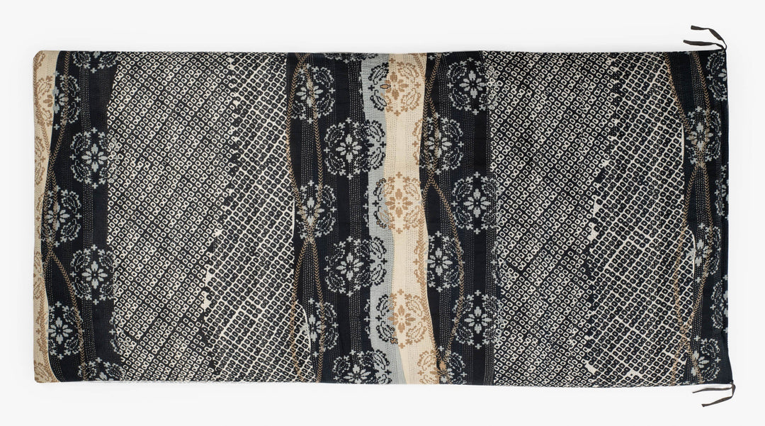 Kimono Cotton Kantha Day Bed Mattress Cover -Black -