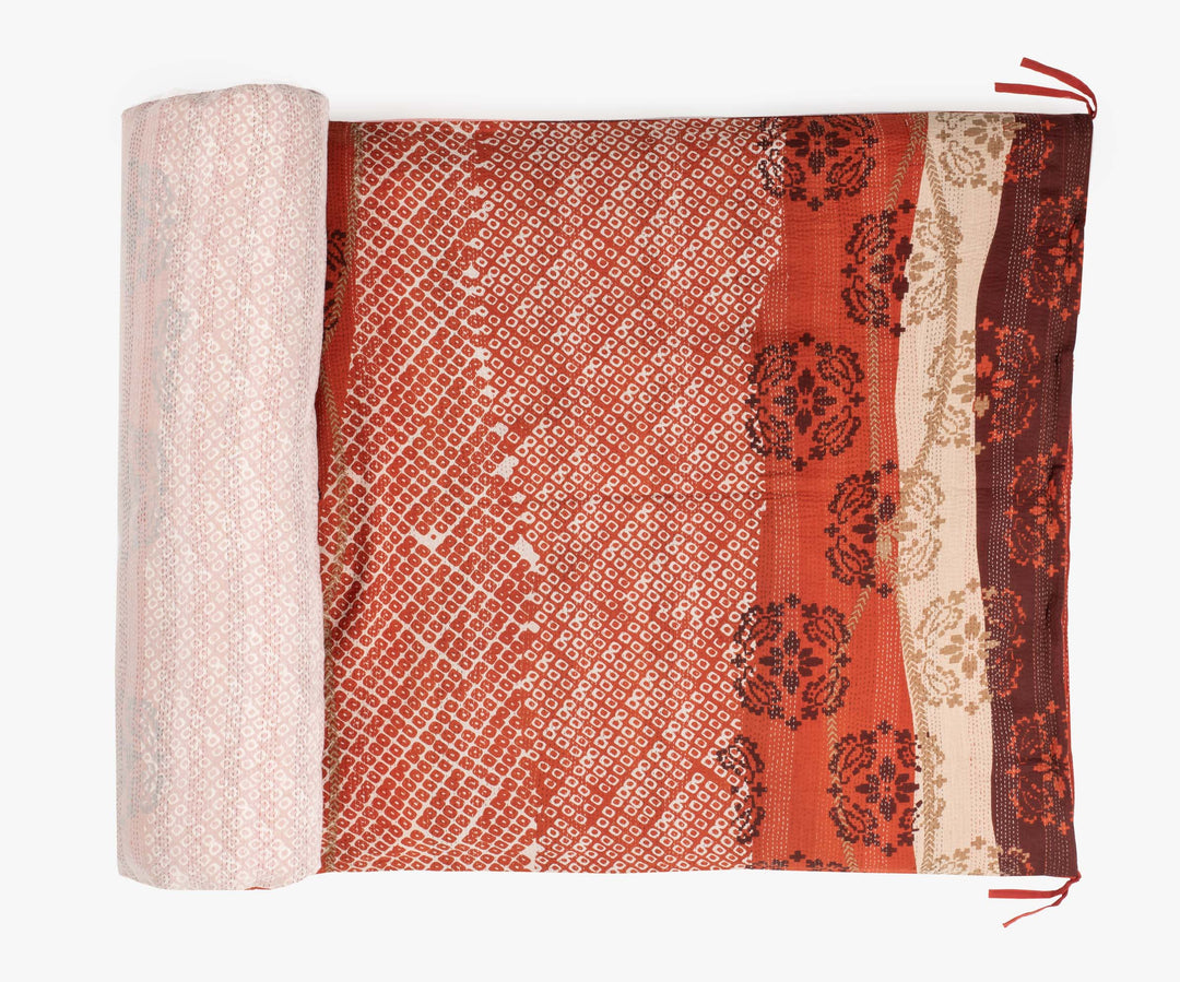Kimono Cotton Kantha Day Bed Mattress Cover -Gray -
