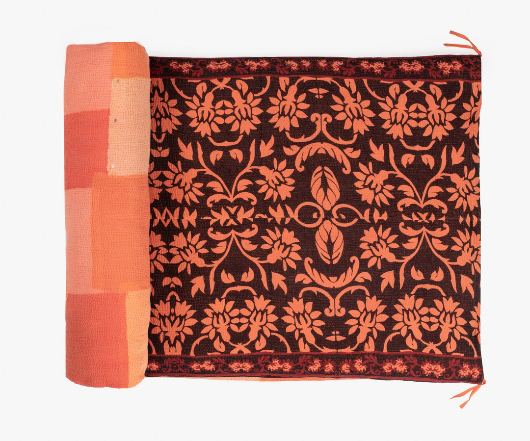 Mosaic Fray Handmade Vintage Kantha Day Bed Mattress Cover -Carrots-