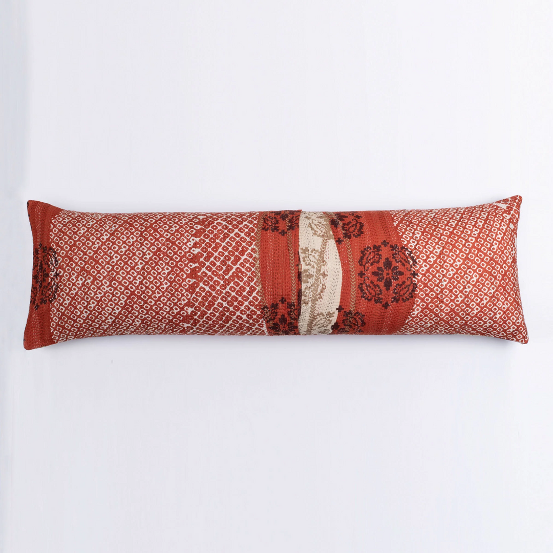 Kimono Cotton Kantha Lumber Pillows -Gray -