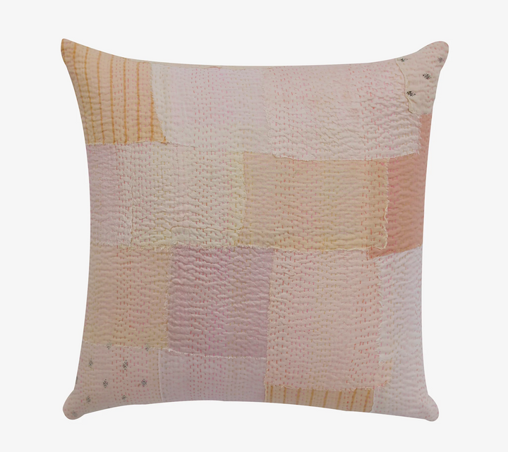 Mosaic Fray Handmade Vintage Kantha Pillow Sham -Shallot -