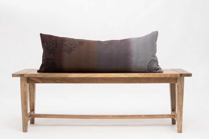 Vintage Fray Patch & Ombre Kantha Lumber Pillows -Chocolate -