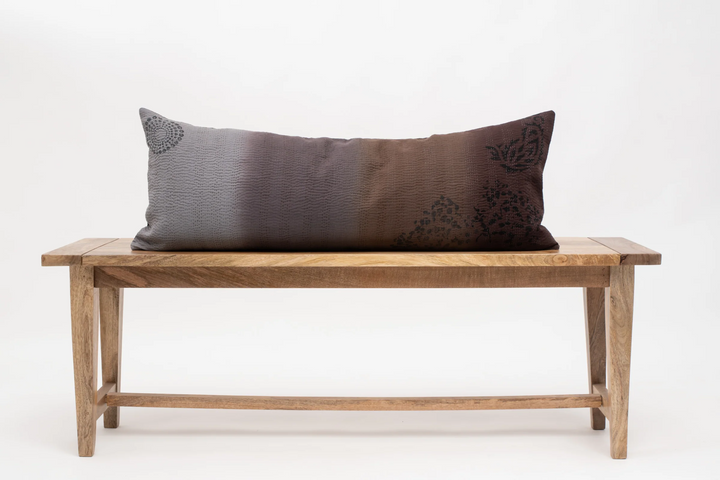Vintage Fray Patch & Ombre Kantha Lumber Pillows -Chocolate -