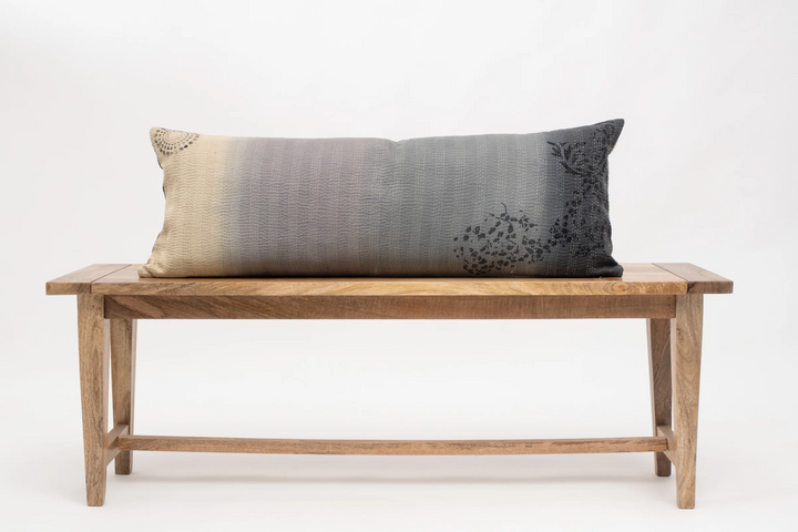 Vintage Fray Patch & Ombre Kantha Lumber Pillows -Yellow Stone -