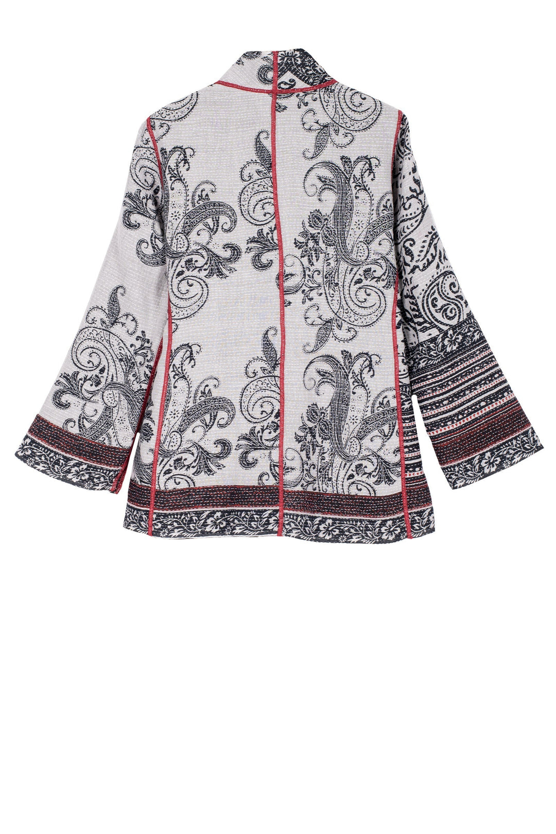 COTTON PAISLEY KANTHA SHORT JKT - cp2007-wht -