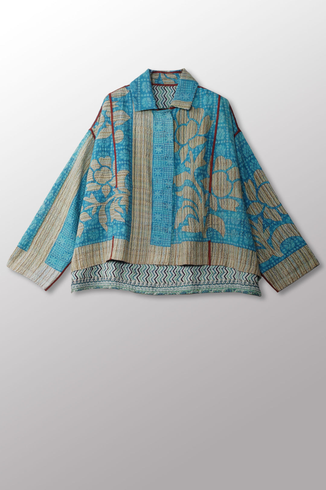 VINTAGE COTTON KANTHA CROPED SHIRT JACKET - cv2075-0002a -