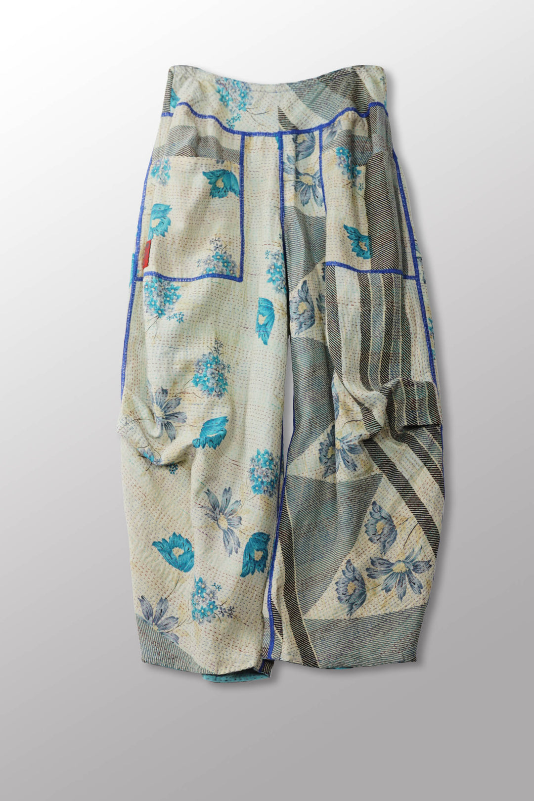 VINTAGE COTTON KANTHA KNEE TUCKED PANTS - cv2625-0014s -