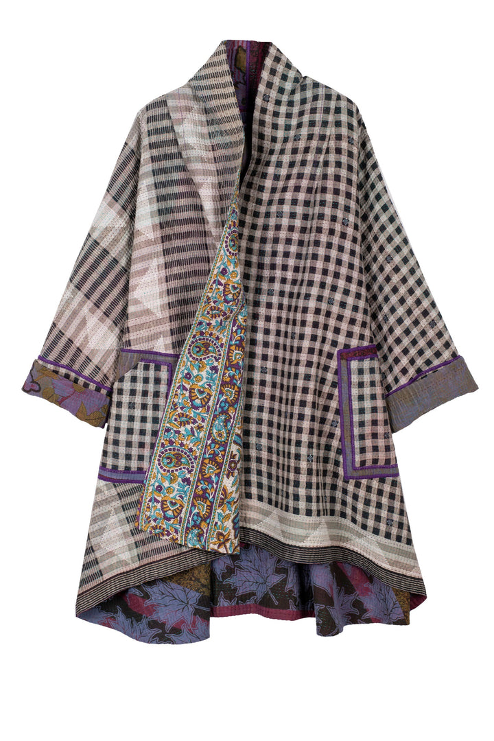 VINTAGE COTTON KANTHA KIMONO LONG JACKET - cv4005-5001a -