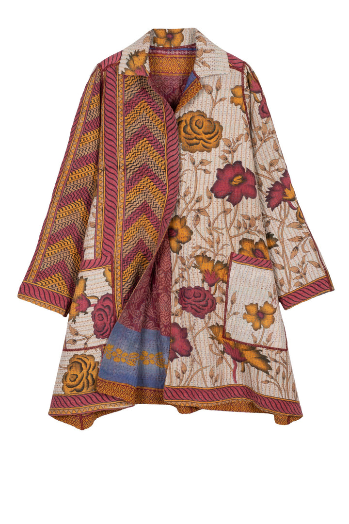 VINTAGE COTTON KANTHA A-LINE DUSTER - cv4311-5001a -