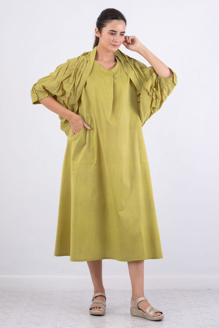 DYED COTTON SILK VOILE WAVY TUCK SHRUG - dc1067-cha -