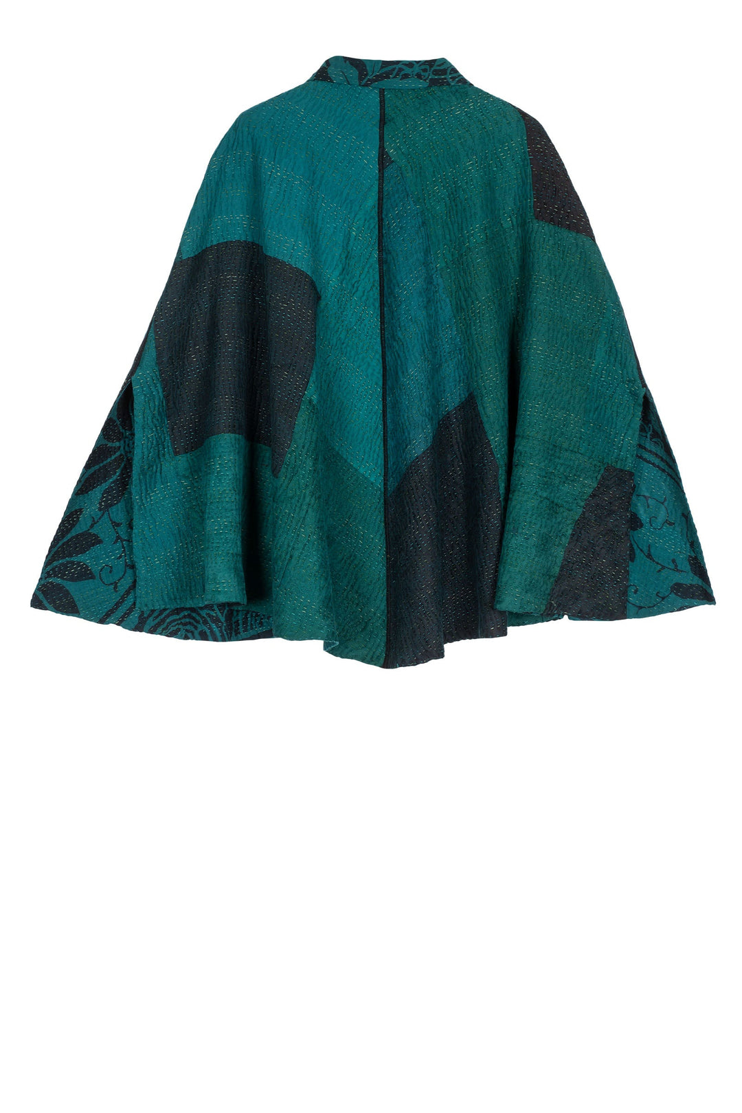 EMERALD GREEN KANTHA MANTLE - eg4069-tel -