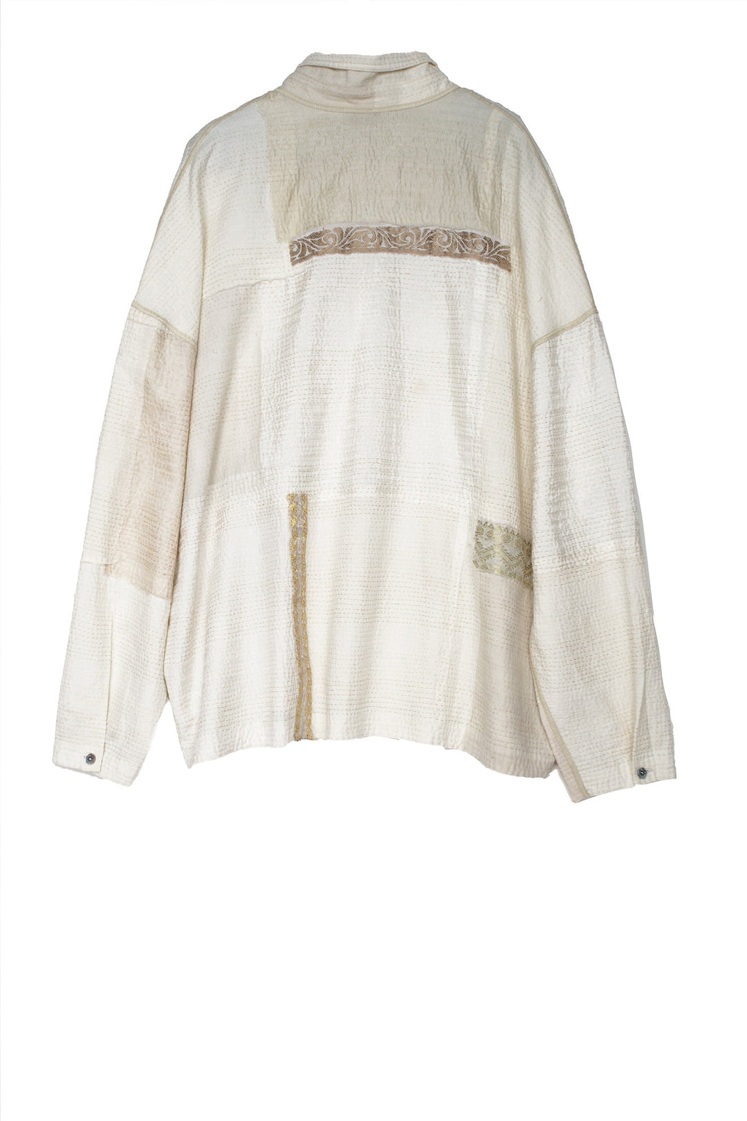 FRAYED PATCH KANTHA CAMP SHIRT - fi2525-ivy -