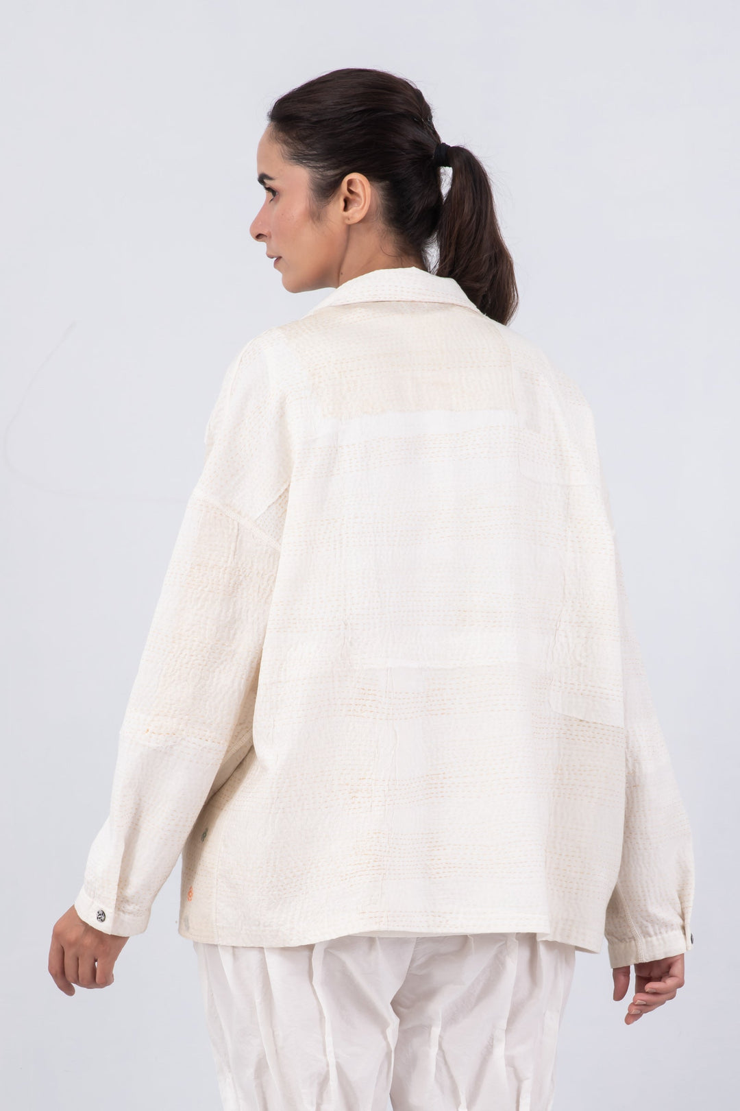 FRAYED PATCH KANTHA CAMP SHIRT - fi2525-ivy -