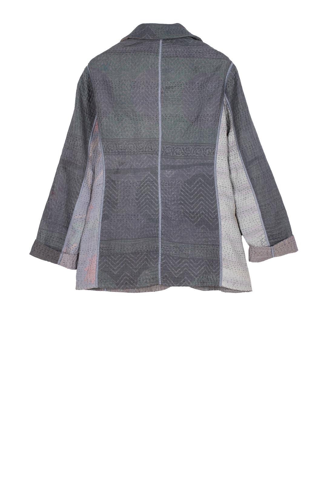 FRAYED PATCH KANTHA BASIC JACKET - fi4052-gry -