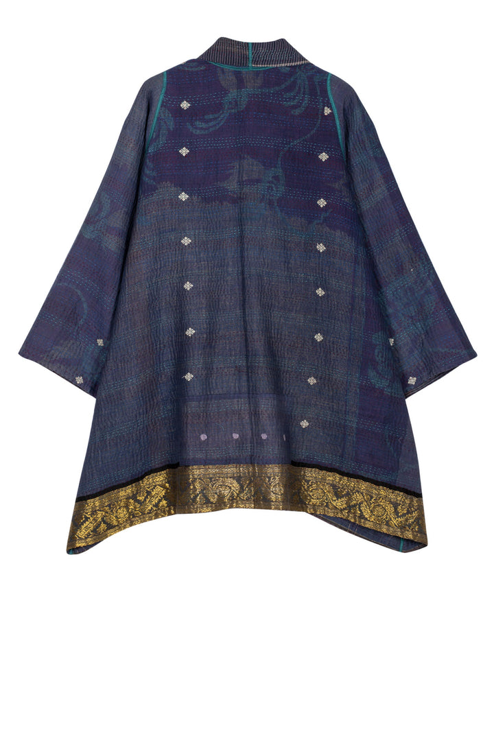 WOVEN VINTAGE COTTON KANTHA A-LINE JACKET - fw4003-5001a -