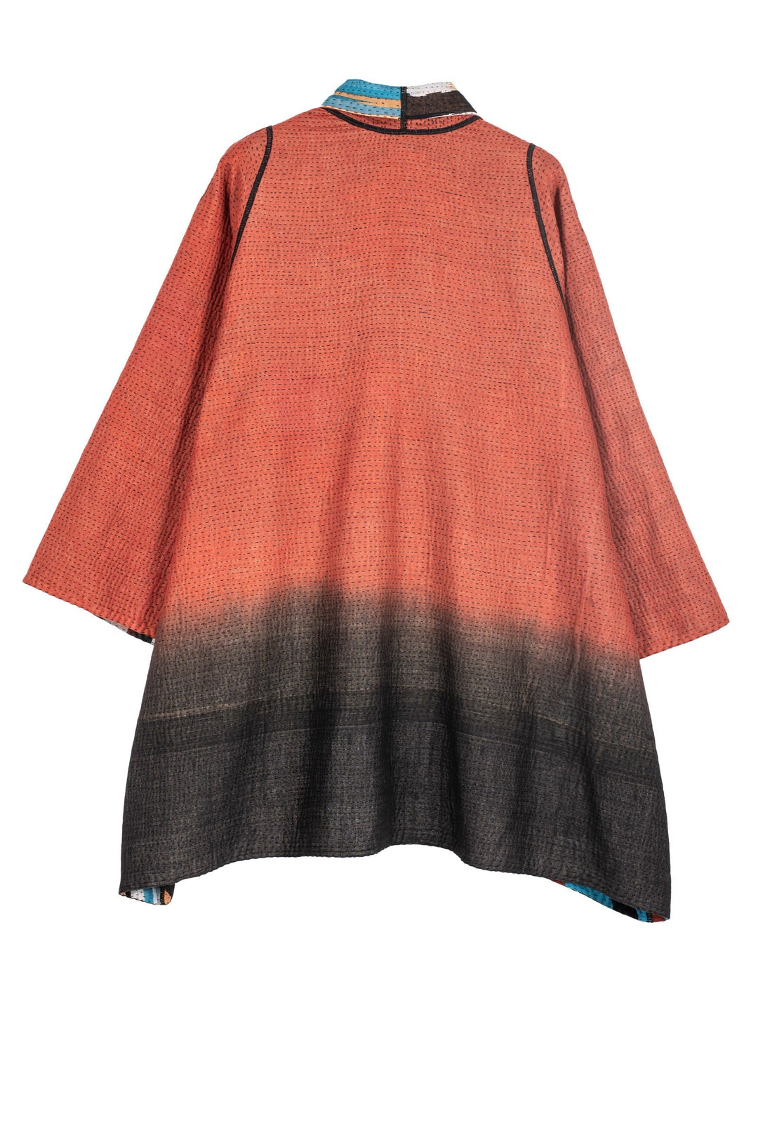 IKAT STRIPE KANTHA A-LINE JACKET - is4003-red -