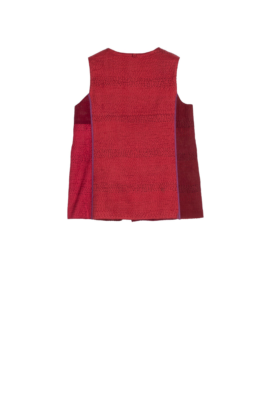 JAIPUR PATCH KANTHA NEW CREW NECK MEDIUM VEST - jp4243-red -