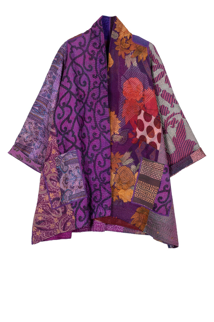 JACQUARD SILK KANTHA A-LINE JKT - js4003-prp -