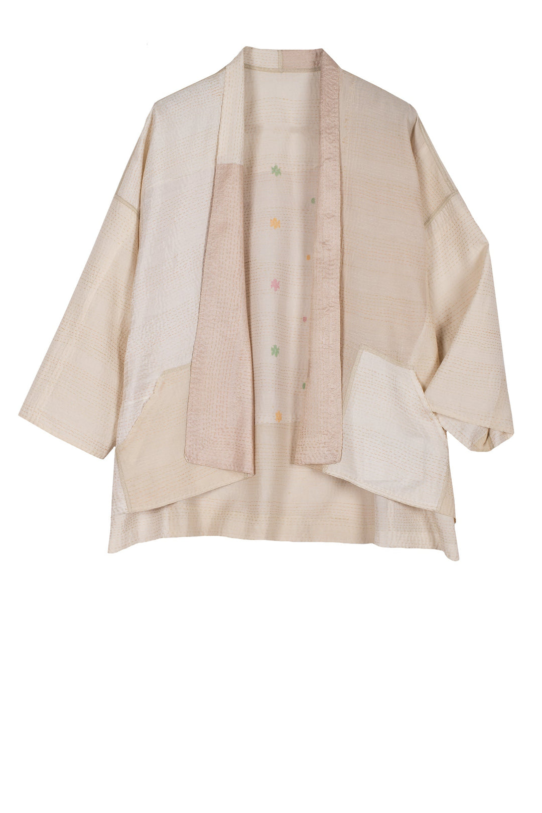 JAIPUR WHITE KANTHA MINI KIMONO JKT - jw2055-ivy -