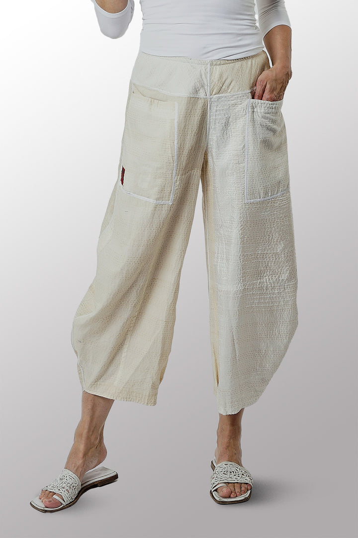 JAIPUR WHITE KANTHA HAREM PANTS - jw2605-ivy -