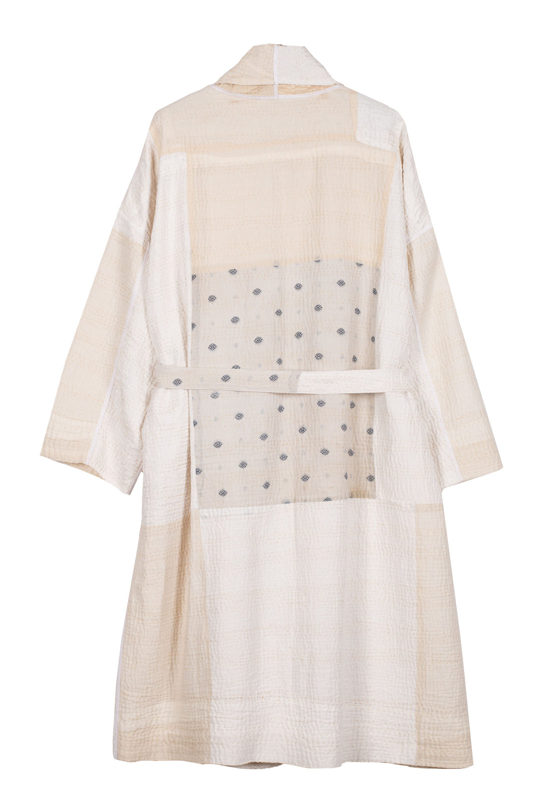 JAIPUR WHITE KANTHA SIMPLE ROBE - jw4334-ivy -