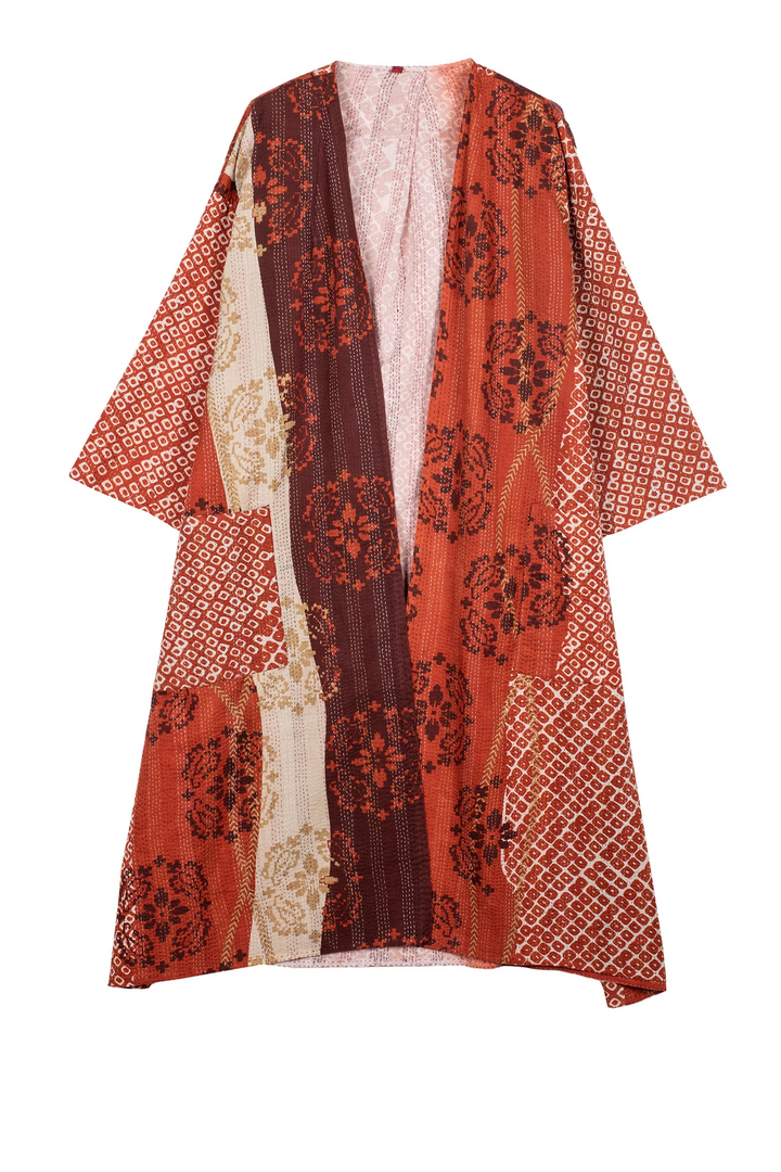 KIMONO COTTON KANTHA LONG DUSTER - kc2328-org -