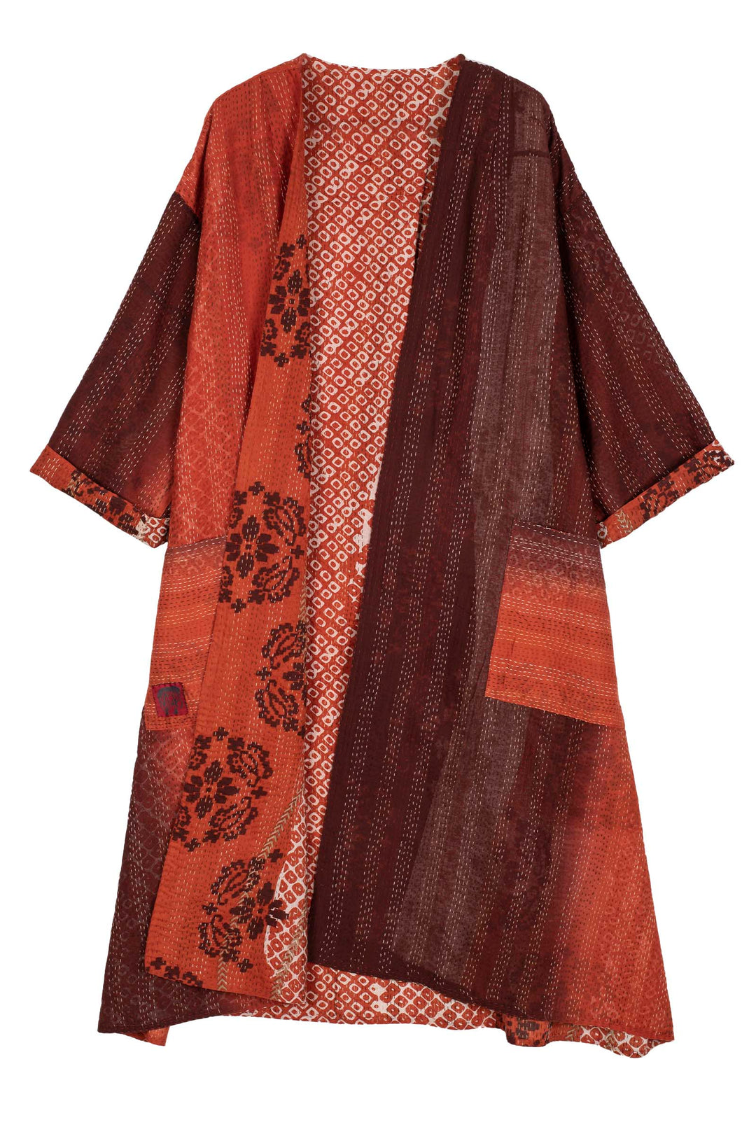 KIMONO COTTON KANTHA LONG DUSTER - kc2328-org -