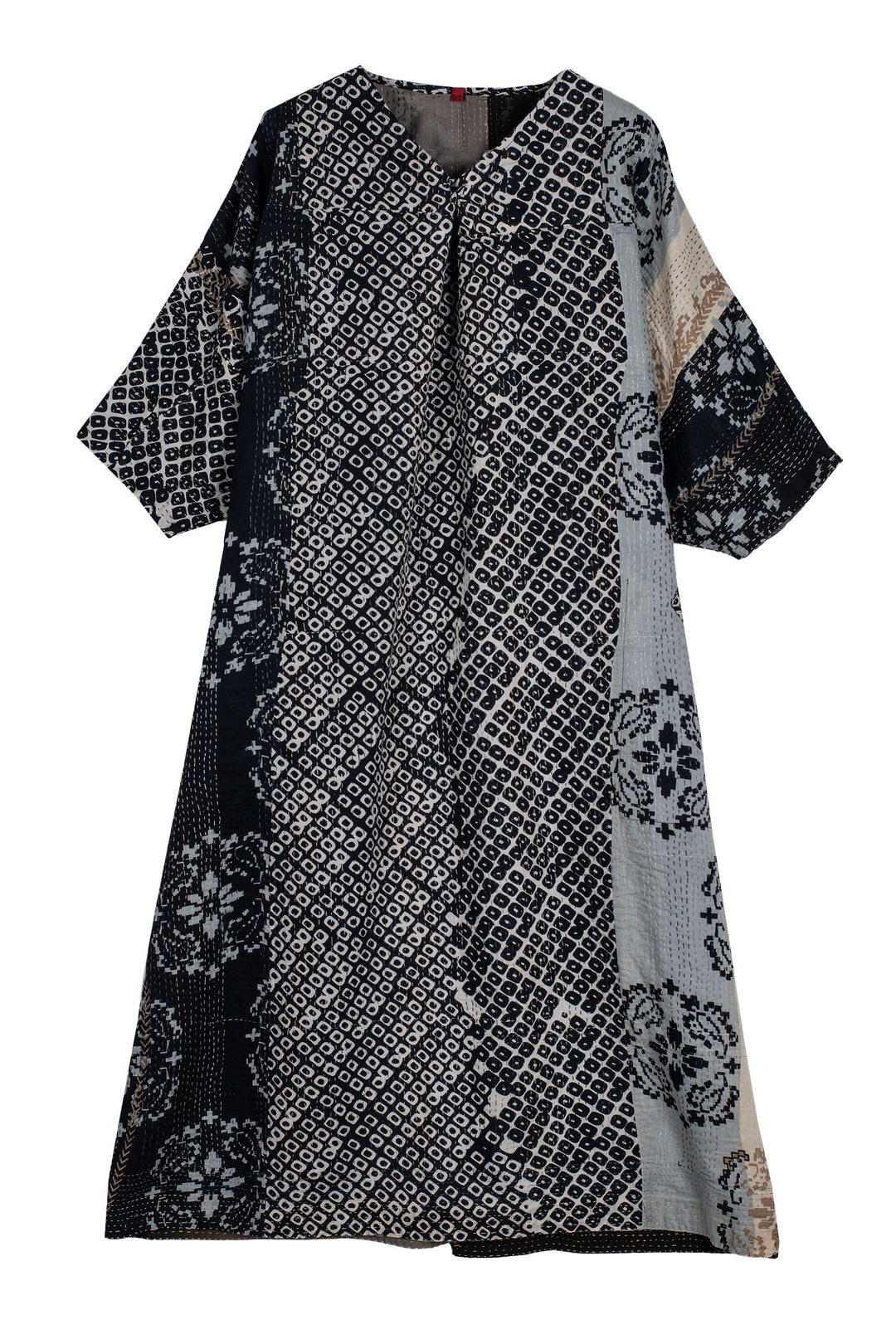 KIMONO COTTON KANTHA DOLMAN MAXI - kc2440-blk -