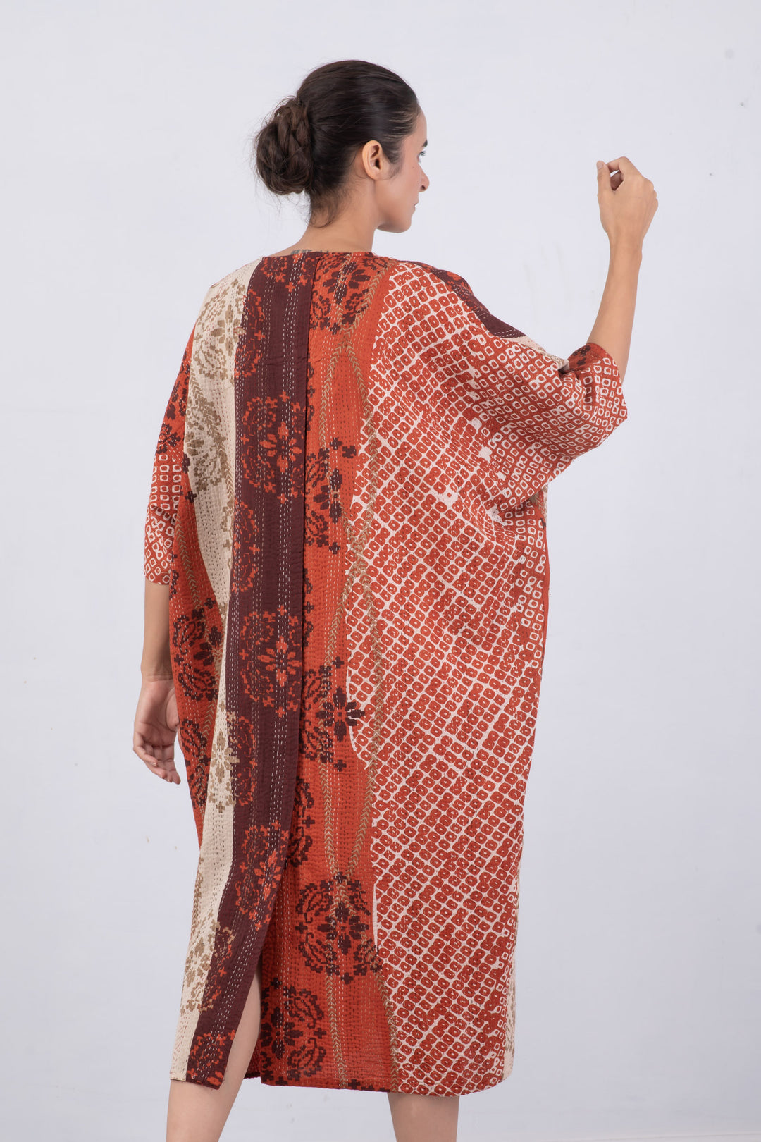 KIMONO COTTON KANTHA DOLMAN MAXI - kc2440-org -