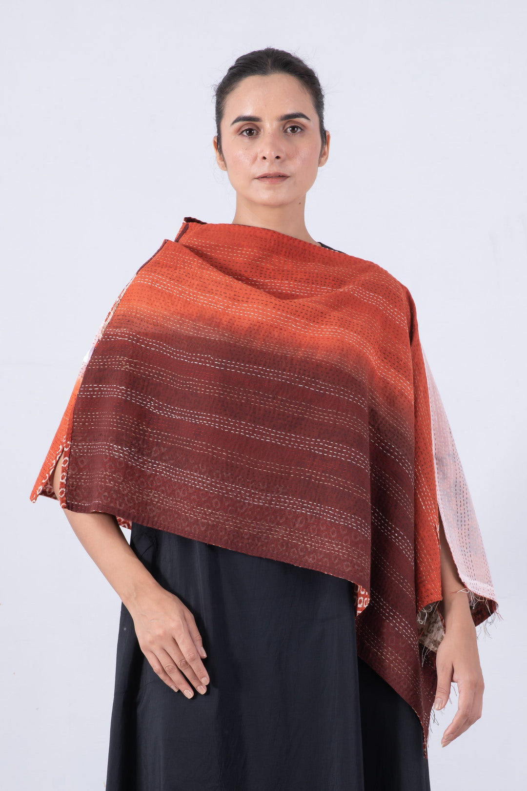 KIMONO COTTON KANTHA WIDE CAPE - kc2813-org -