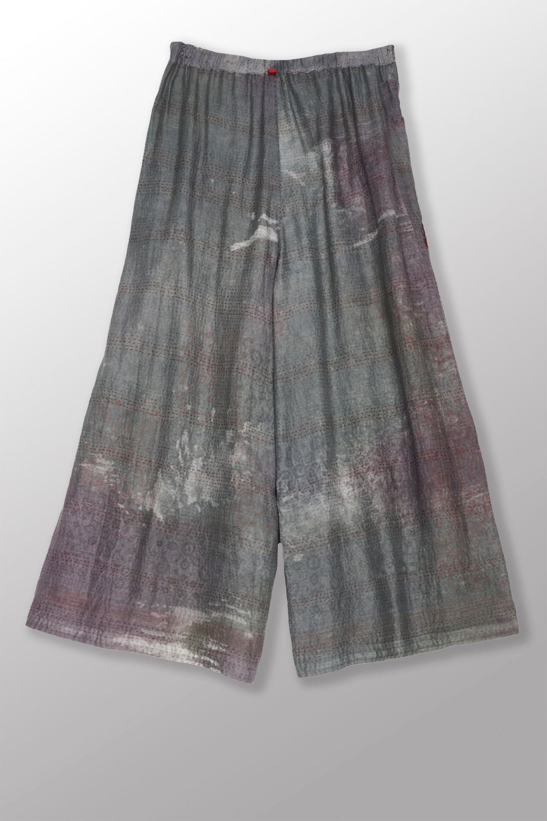 MANHATTAN AJRAKH KANTHA WRAP WIDE PANTS - mh2649-gry -