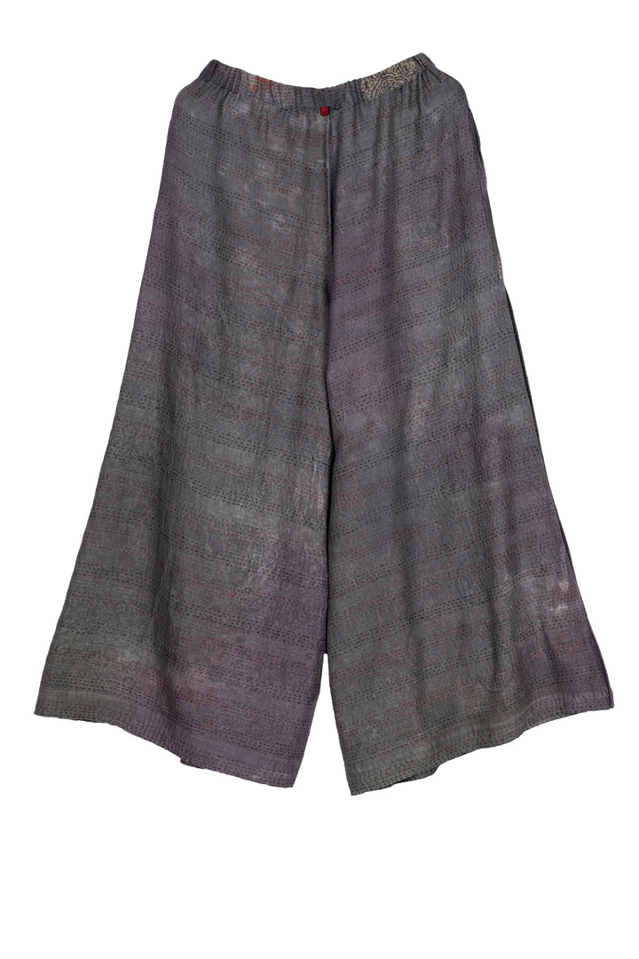 MANHATTAN AJRAKH KANTHA WRAP WIDE PANTS - mh2649-gry -