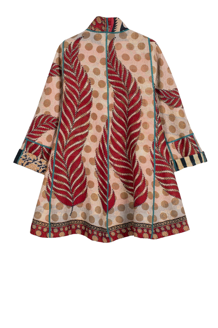 VINTAGE COTTON KANTHA FLARE LONG JKT - cv4021-0001s -