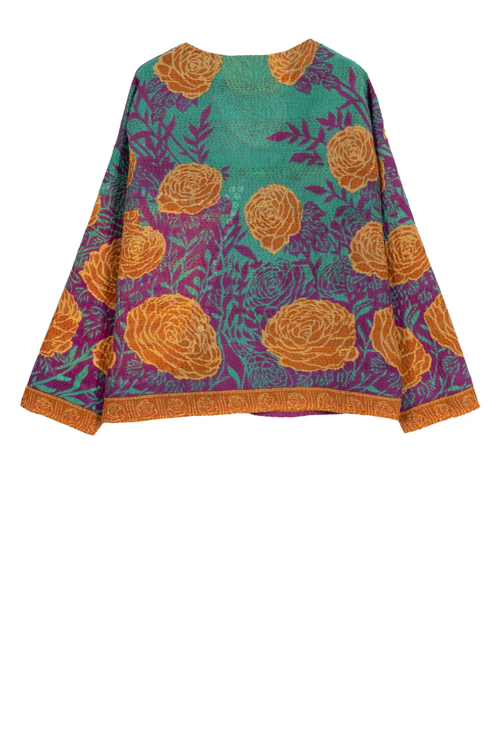 VINTAGE COTTON KANTHA CREW NECK SHORT JKT - cv4053-0002a -