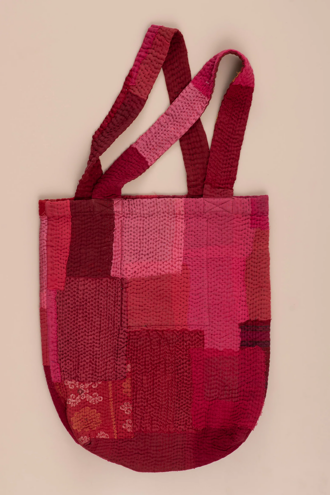 Landscape Handmade Vintage Kantha Tote Bag -Red -