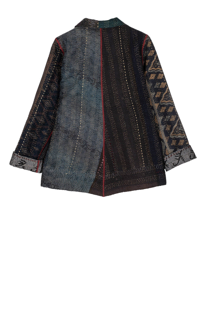 STRIPE RALLIS KANTHA SIMPLE JKT - pr4022-blk -