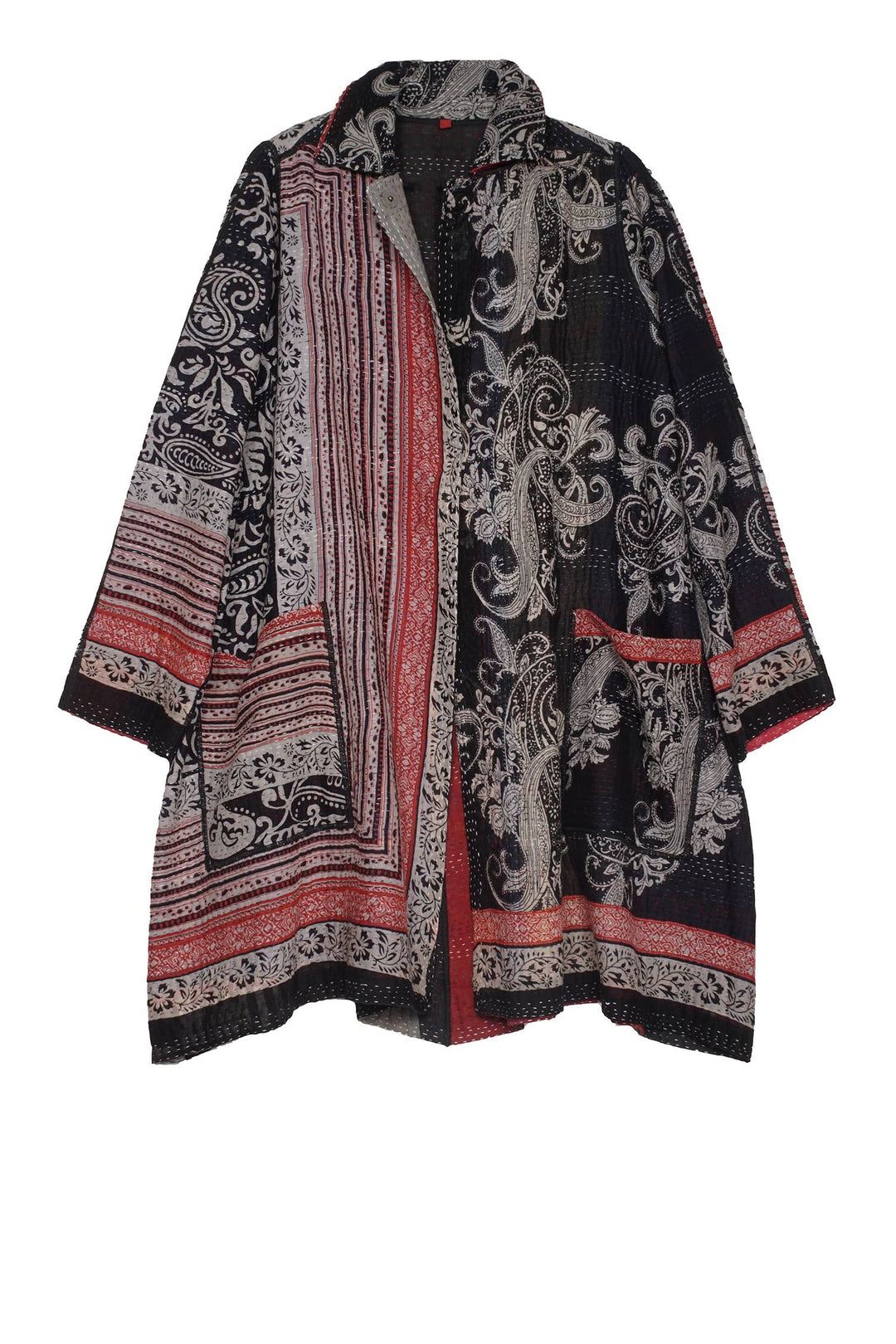 PAISLEY & PATCH KANTHA A-LINE DUSTER - py4311-blk -