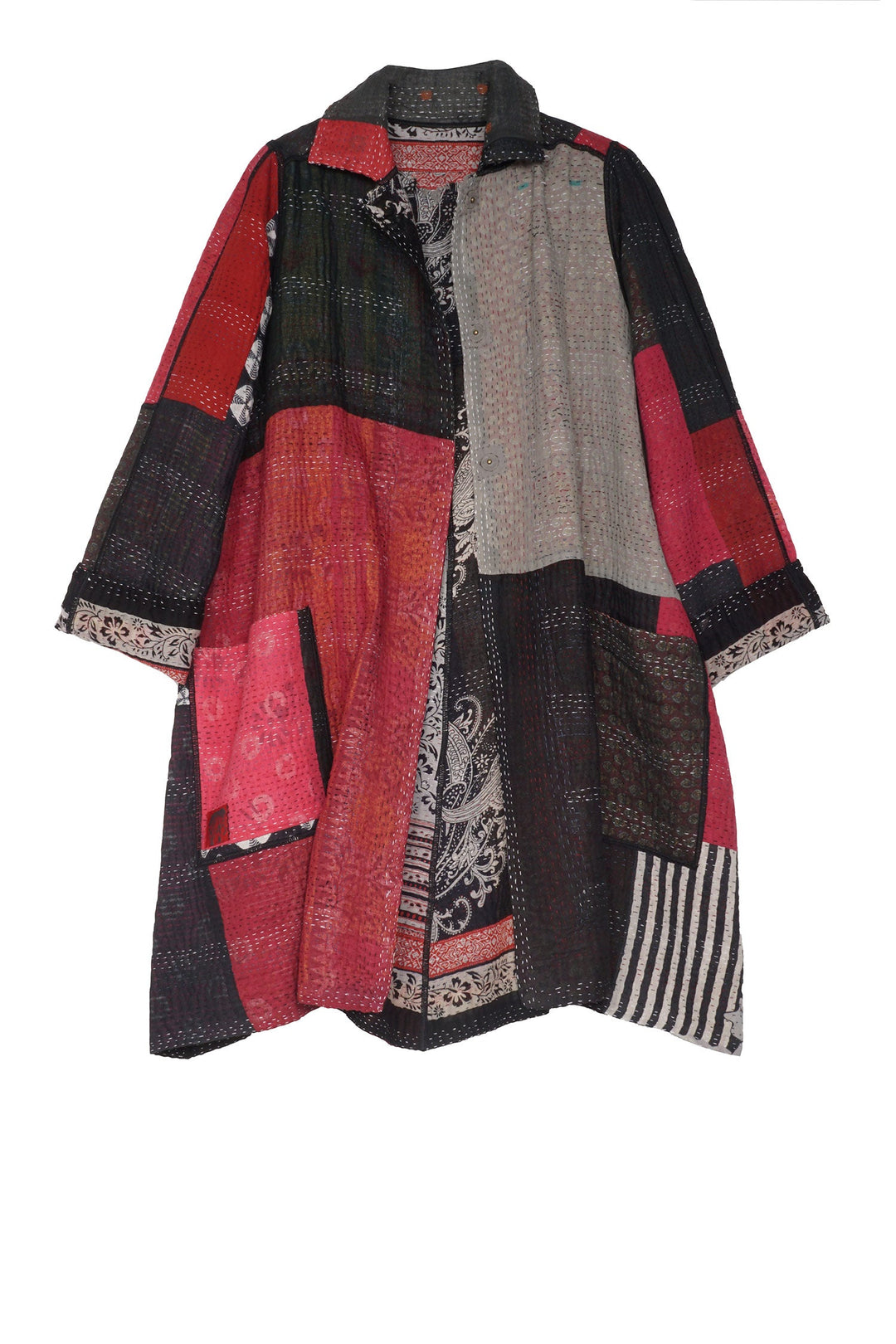 PAISLEY & PATCH KANTHA A-LINE DUSTER - py4311-blk -