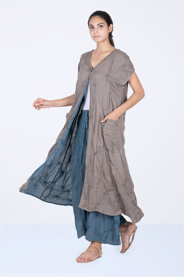 SPIRAL KANTHA ROBE DRESS - sl2424-tel -