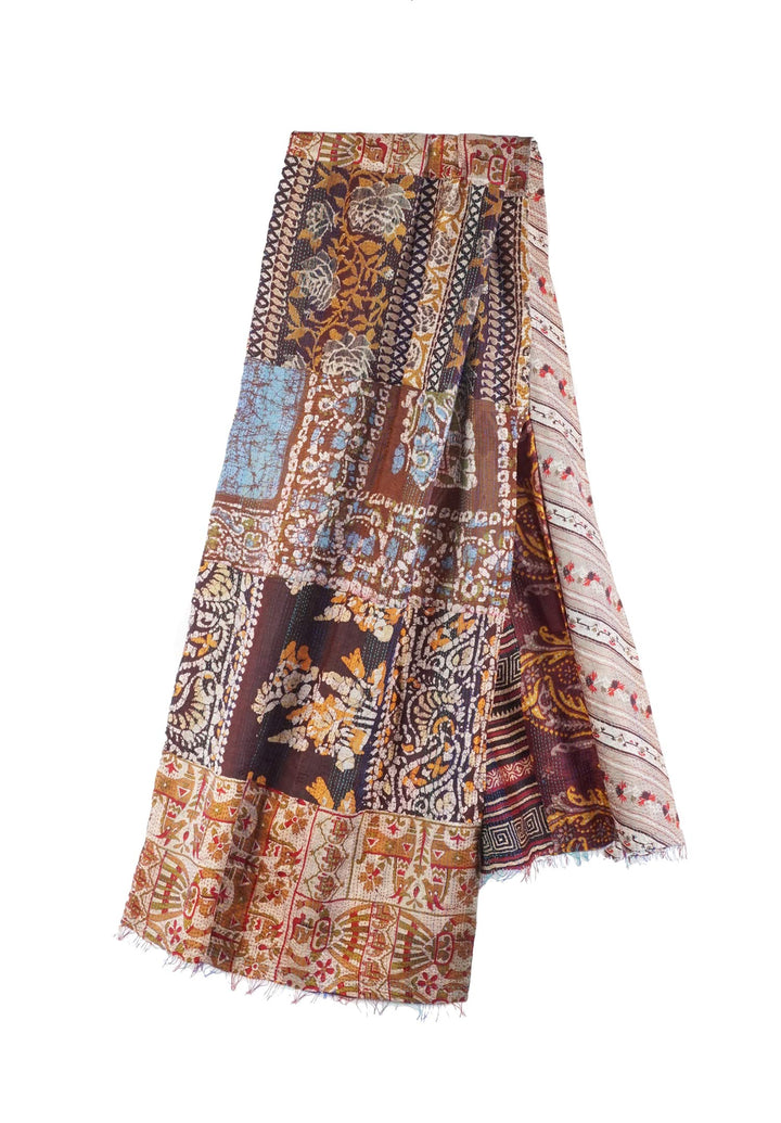 VINTAGE SILK KANTHA SHAWL MEDIUM - sv2802-0004a -