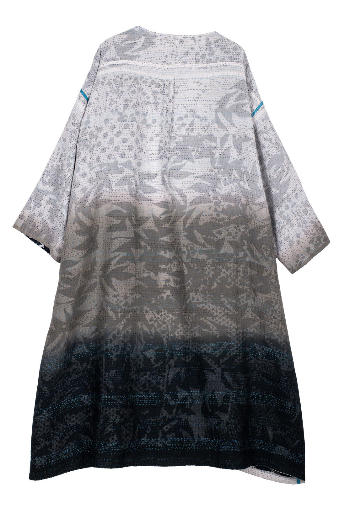 MONOTONE TWILIGHT PRINT KANTHA LONG DUSTER - tp2328-wht -