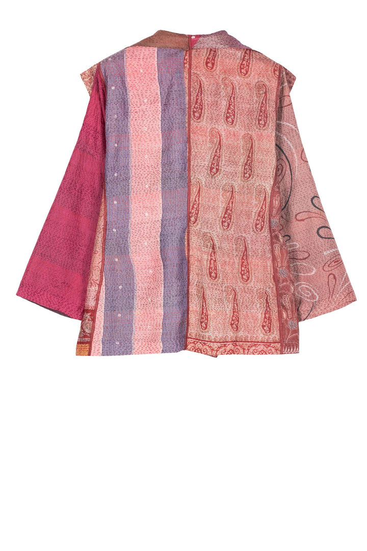 VINTAGE SILK PATCH KANTHA SHORT JACKET - vp2007-cor -