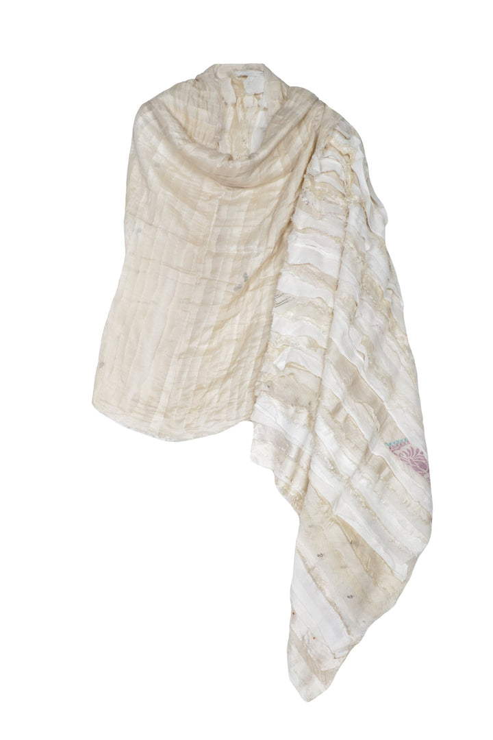 WAVY STRIPE KANTHA SHAWL LARGE - wv2803-ivy -